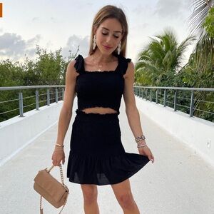 Arjungo Women's Bohemian Bow Tie Tube Crop Top with High Waist Bodycon Skirt